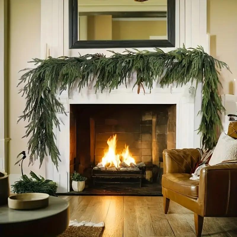 2/4pack 6ft/9ft Artificial Norfolk Pine Wreath, Real Touch Wreath for Desktop, Fireplace Mantel, Indoor Outdoor, Holiday Christmas Decorations