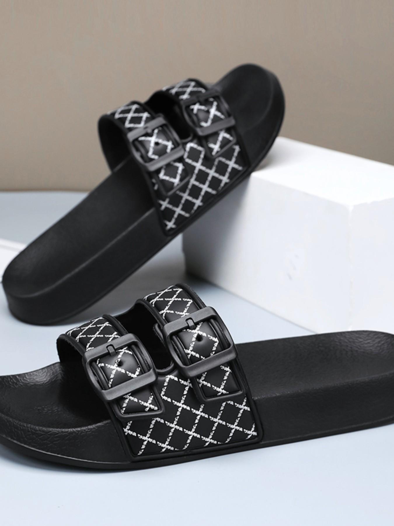 Boken Floral Flat Two-Band Sandals, Comfortable Outdoor Wear, Casual Fashion, Versatile Large Size Beach Slippers