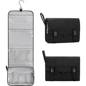 Travel Hanging Toiletry Bag for Men Women Travel Kit Shaving Bag Waterproof Large Makeup Bag Wash Bag Makeup Organizer Cosmetic Case for Bathroom Shower Black