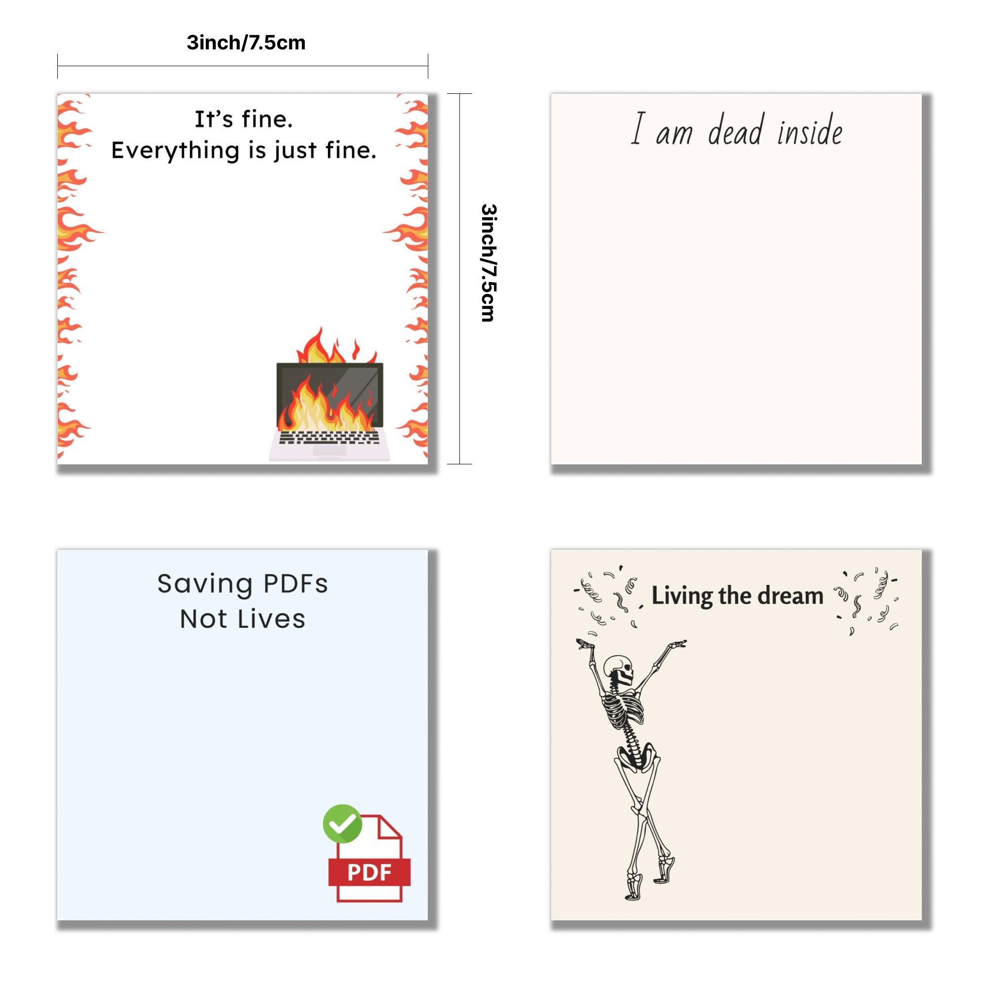 Funny Office Sticky Notebook, 4 Counts/set 3x3 Inch Funny Office Note Pad, Adhesive Sticky Note for School Office Home Supplies