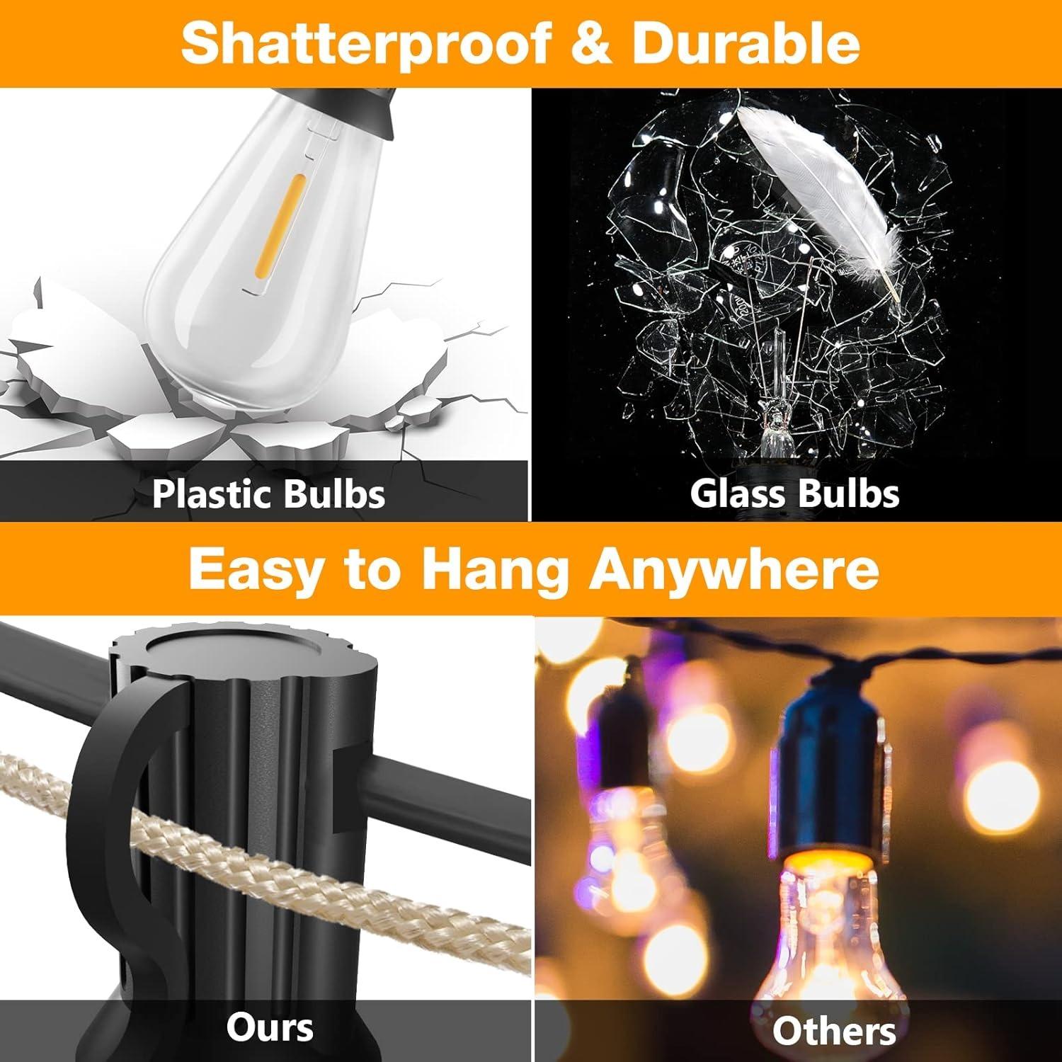 LED Outdoor String Light, 100ft Waterproof String Lights, Dimmable Outdoor Decorative Light (Dimmer is Not Included), Suitable for Garden, Yard, Patio, Balcony, LED Lights, Led Bulbs LED Outdoor String Light, 100ft Waterproof String Lights, Dimmable Outdoor Decorative Light (Dimmer is Not Included), Suitable for Garden, Yard, Patio, Balcony, LED Lights, Led Bulbs