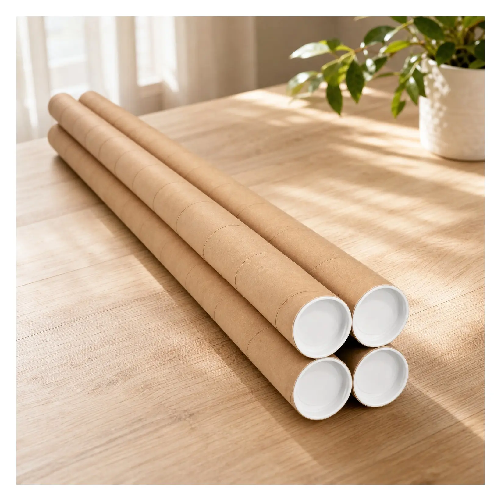 2" x 48" Made in USA Reinforced Kraft Paper Mailing Tubes, 4 Tubes, 8 Caps | USPS Approved Cardboard Tubes for Shipping and Storing Posters, Prints, Artwork, and DocumentsGift