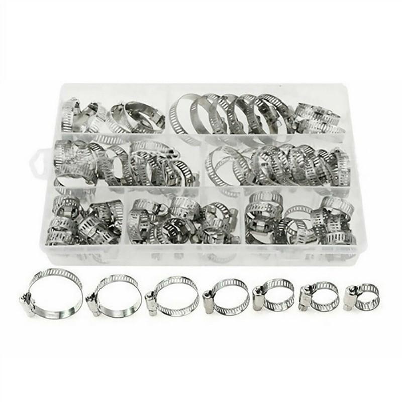 60pcs Stainless Steel American Style Hose Clamps, Clamp Set, No Screwdriver Included, Durable and Reliable Fastening Solution