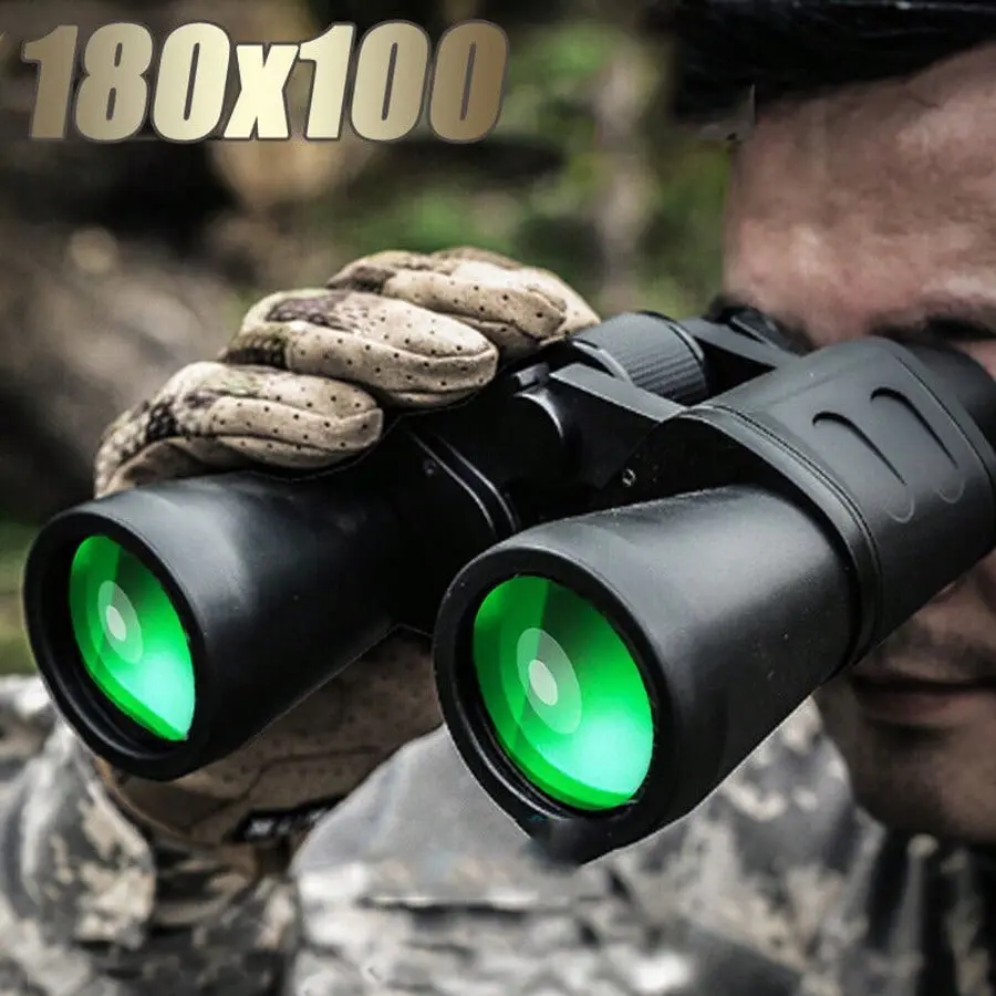 180x100 High-powered Military-grade Zoom Binoculars for Adults, Featuring Day/mil-dot Night Vision, Everyday Waterproofing, Bak4 Prisms, and Fmc Coated Lenses. Professional-grade Binoculars for Hd Birdwatching, Hunting, Outdoor Adventures, and Hiking