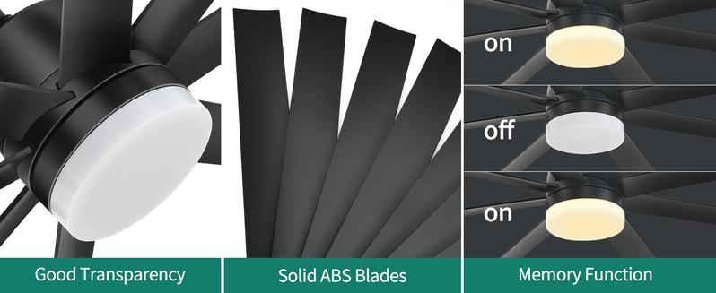 YITAHOME Black Ceiling Fans 60 Inch with Lights and Remote, Modern Fan for Indoor Outdoor with Quiet Reversible 6 Speeds Motor, Dimmable LED 3 Color, Memory Function for Bedroom Living Room Patio