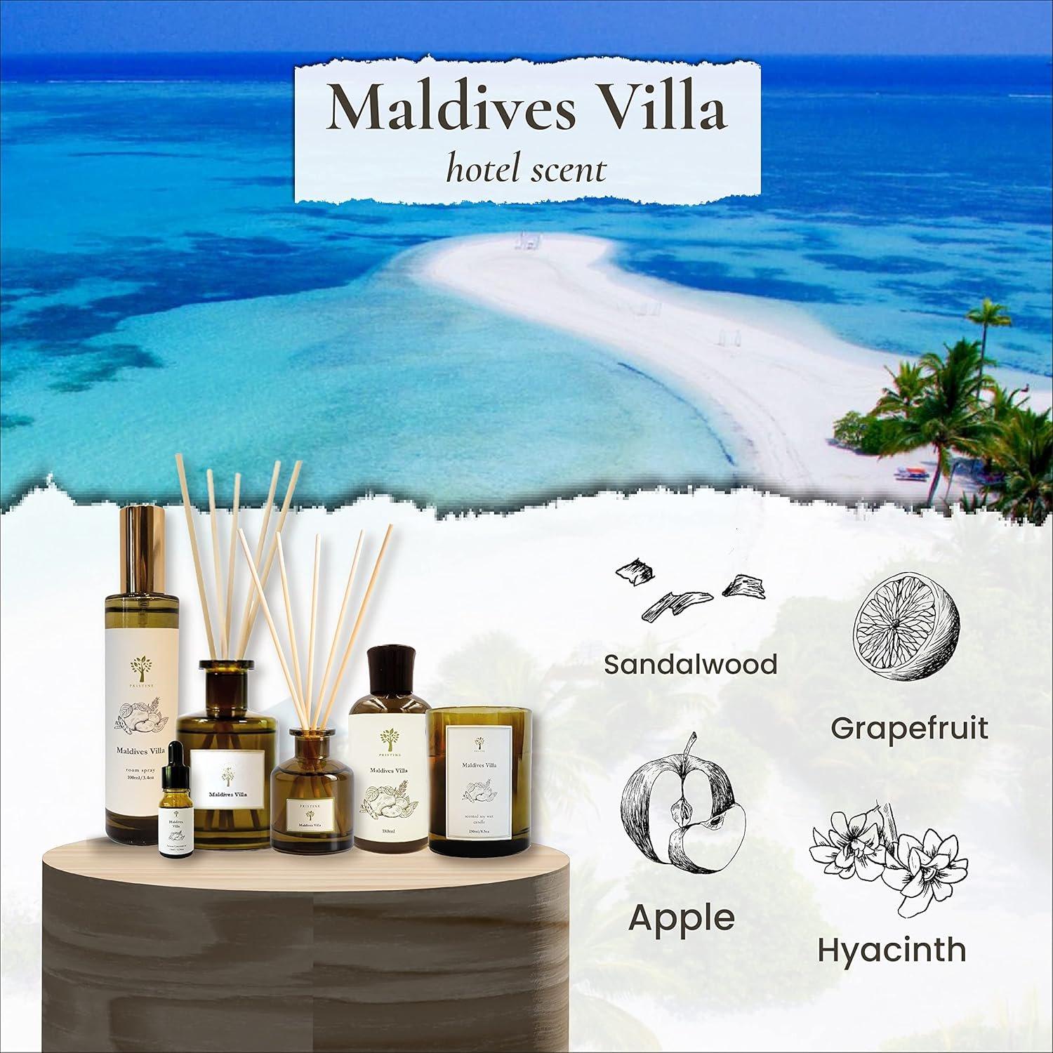 Maldives Villa/Inspired by Marriott Hotel Reed Diffuser for  | Citrusy Grapefruit, / Breeze/Sandalwood Oil Reed Diffuser Set & Reed Diffuser Sticks |  Decor Scent Diffuser