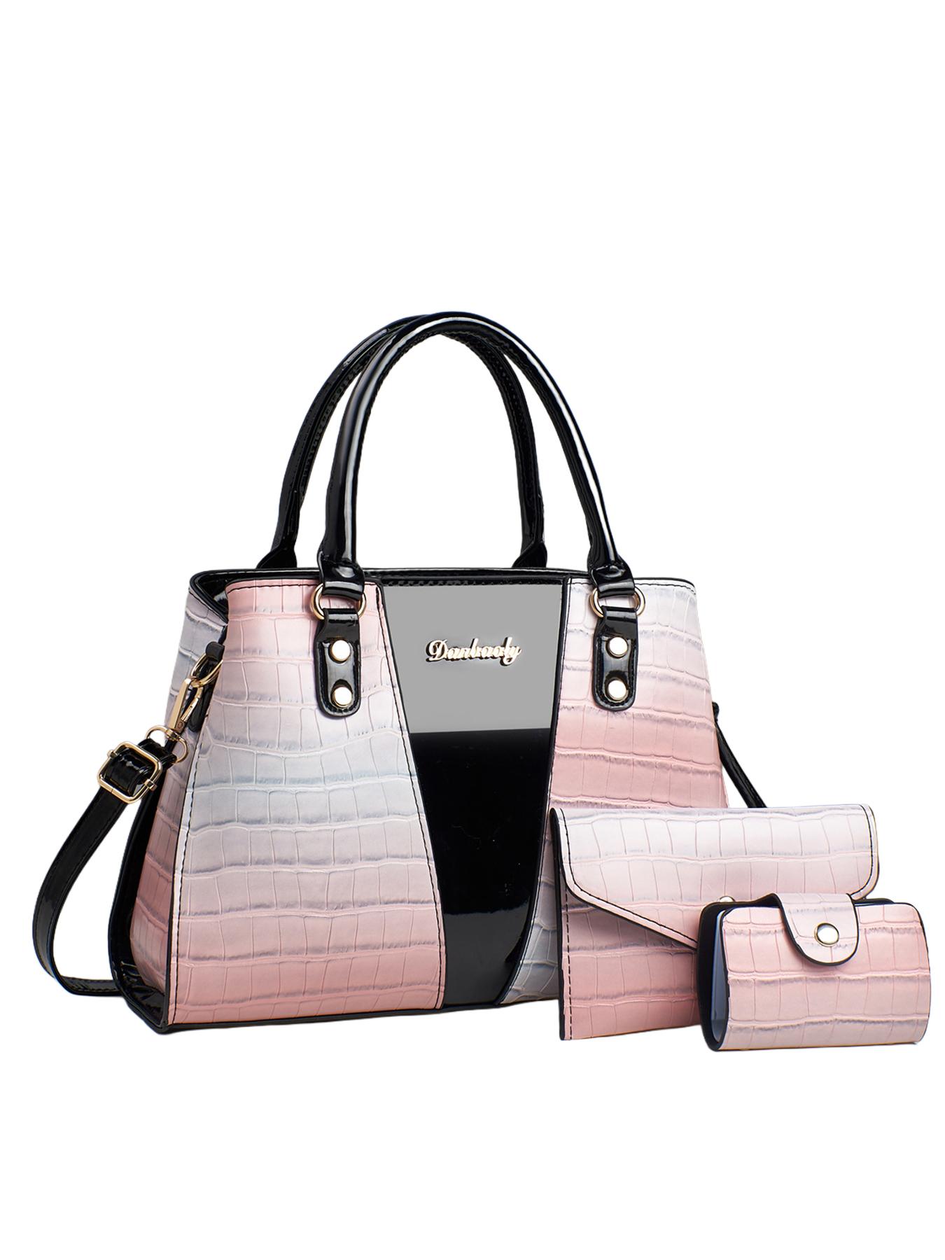 Gradient Crocodile Pattern Handbag Set, Fashionable Large Capacity Multi-Layer Bag, Includes Coin Purse & Card Holder, Ideal for Women