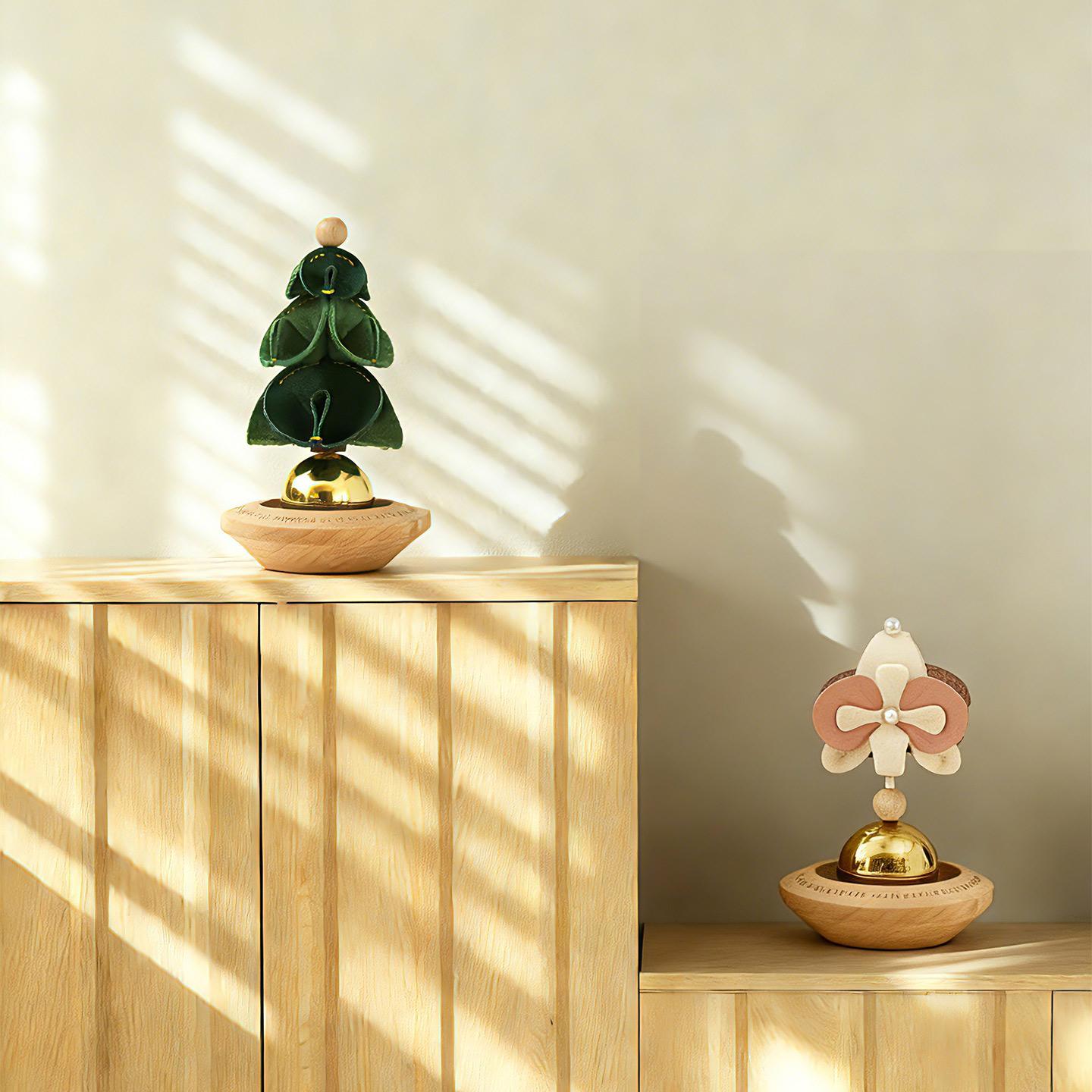 Aesthetic Spinning Car Air Freshener & Desk Decor, Wooden Floral Essential Oil Diffuser, Kinetic Aromatherapy Ornament for Auto Home Office, Cute Car Accessories & Zen Room Decor Gift & love gift gift for him/her