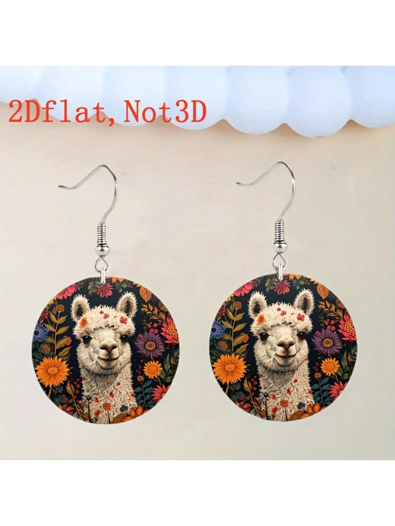 2D Cute Flower Sheep Acrylic Pendant Earrings - Perfect Gift for Daily and Vacation Occasions, Unique Earclip