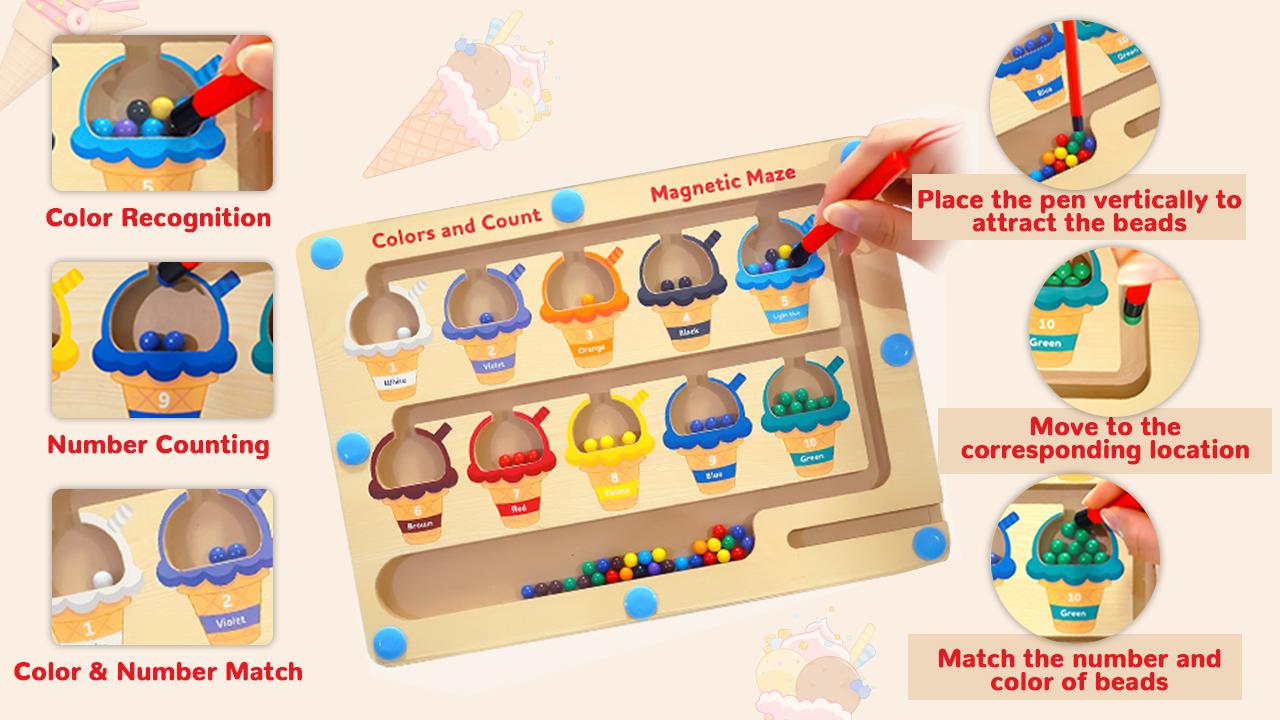 Qyeah Magnetic Color & Number study board -  Color Matching Learning Counting Board for Boys Girls students