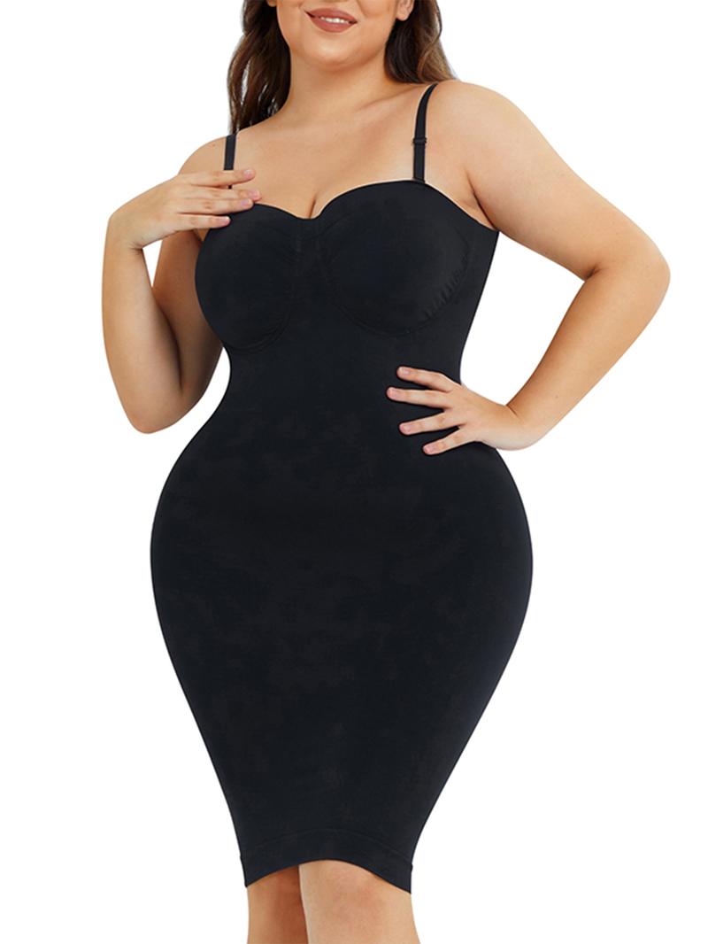 Women's  Basic Solid Adjustable Strap Seamless Bodycon Shapewear Slip, Casual Plain Spaghetti Strap Tummy Control Dress Slip for Under Dress, Ladies Cami Body Shaper for Club Party, Underwear