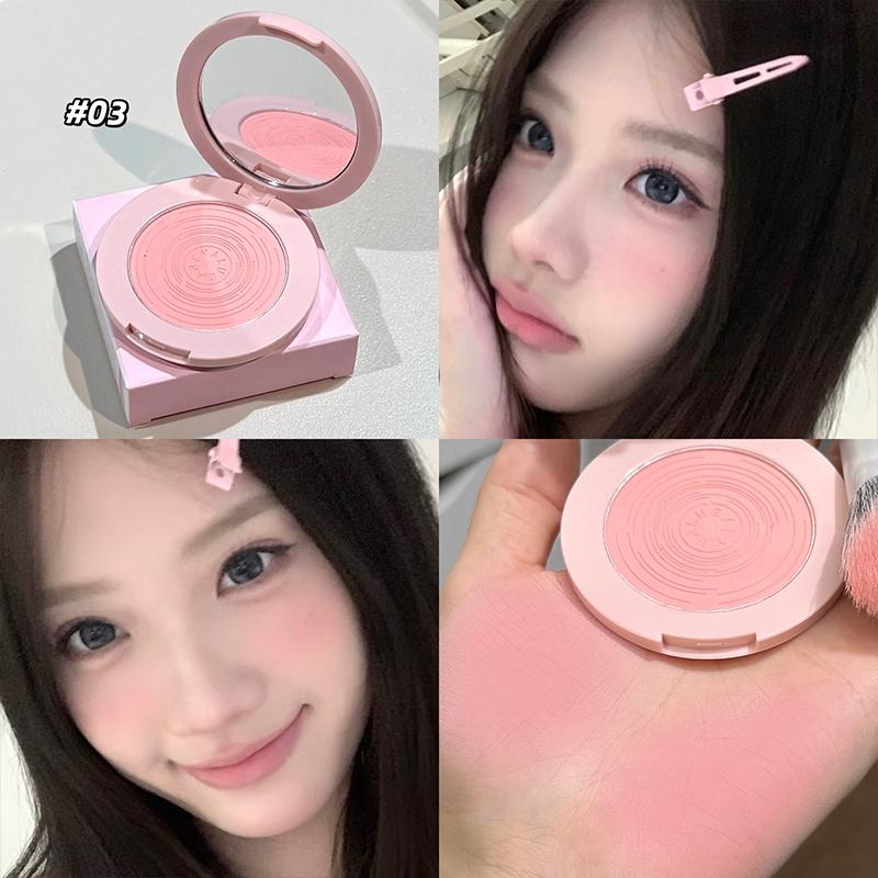 Spring Monochrome Blush Powder, Cute Atmosphere Macaron Series, Visible Color Blush Palette, Suitable for All Skin Types, Brightening Effect