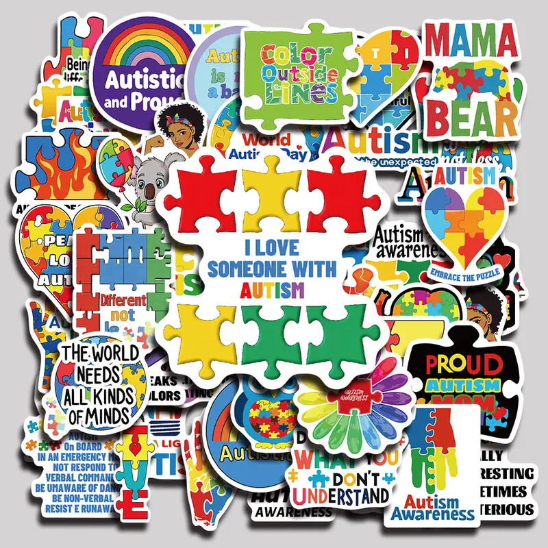 50PCS autism Aesthetic Vinyl Stickers Pack for Laptop Water Bottle Phone Case Skateboard Journal Scrapbook DIY Decoration
