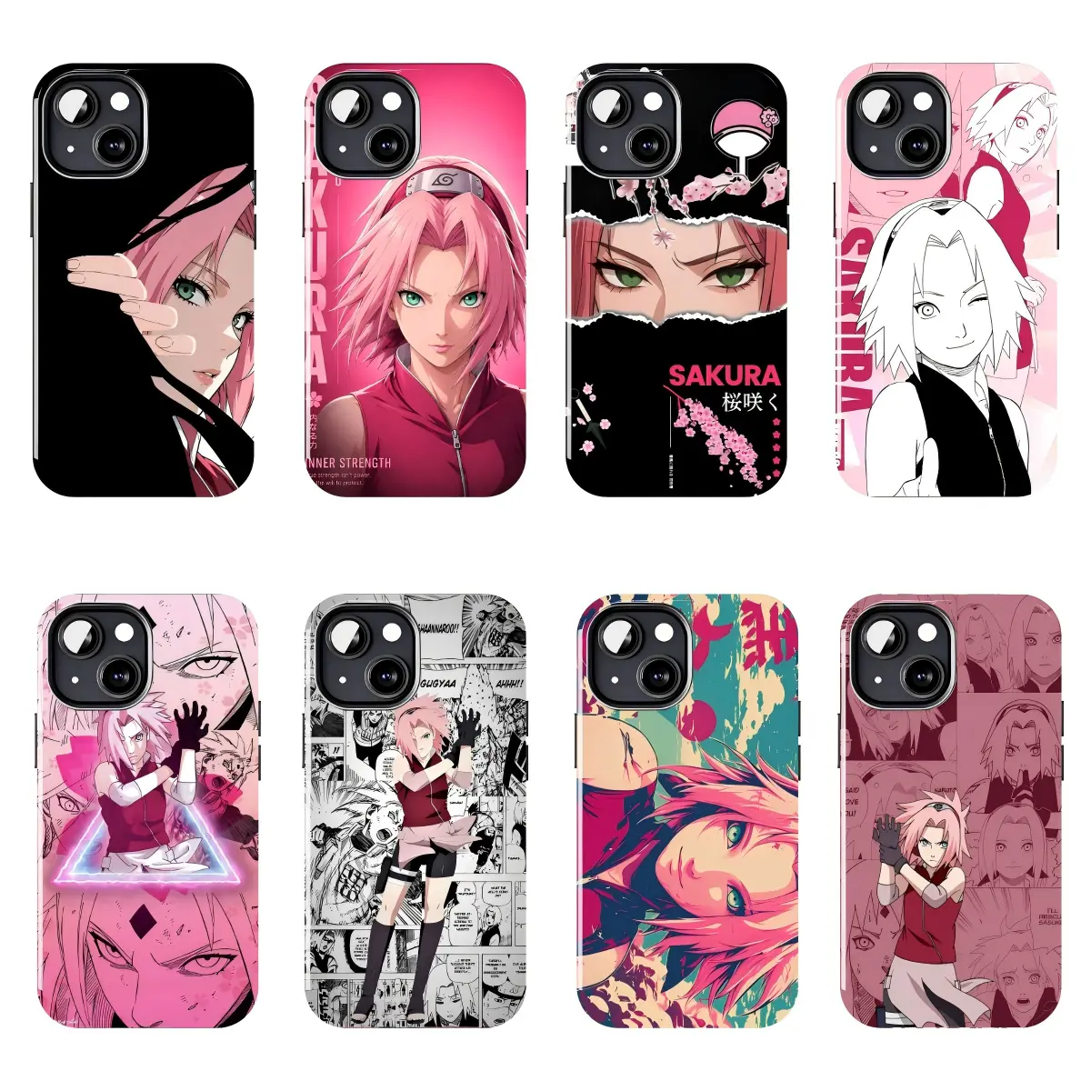 Naruto Sakura Phone Case, Anime Girl Character Cover, Japanese Manga Inspired Graphic Design, Haruno Sakura Theme Artwork, Kawaii Ninja Anime Style, Otaku Fan Gift, Trendy Cartoon Protective Phone Case Compatible with iPhone 11–17 Pro Max/Plus series and