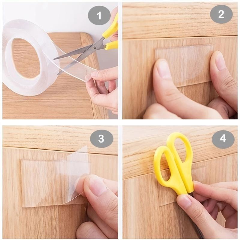 1 Piece Nano Clear Invisible Adhesive Double-sided Adhesive Tape, Double Sided Poster Tape, Multipurpose Hanging Adhesive Strip, Strong Sticky Mounting Tape