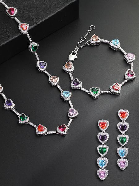 Women's Jewelry Set, Chain Necklace Bracelet Earrings Trio, Fashionable Jewelry Set, Elegant Jewelry Set, Sexy Colorful Accessories for All Seasons, Perfect Gift Idea