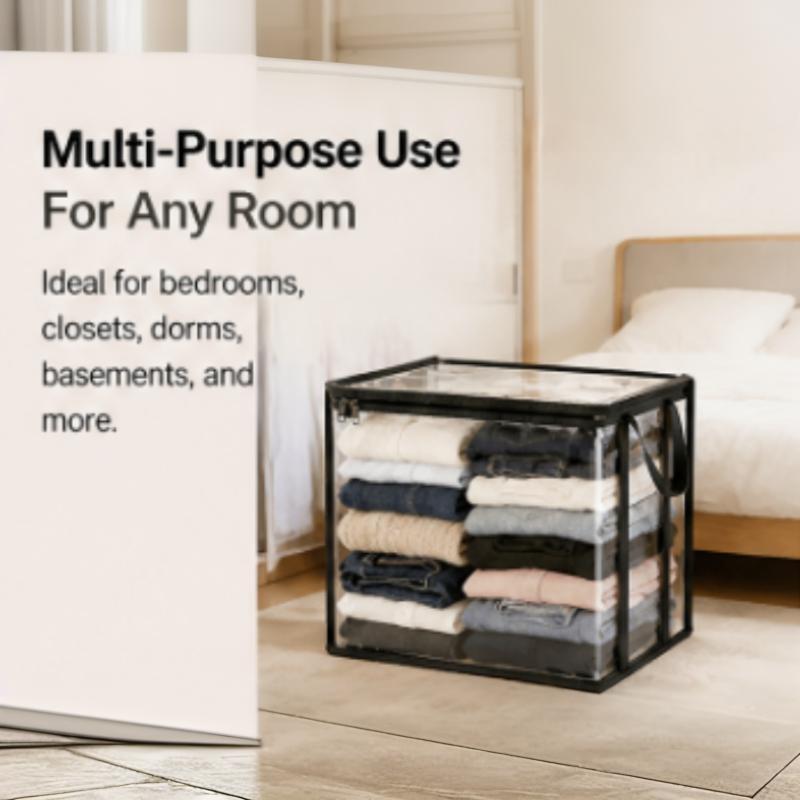 Large transparent thick plastic storage box, clear storage, can store quilts, with hinged lid, household, moving, attic use, heavy-duty durable large-capacity storage box