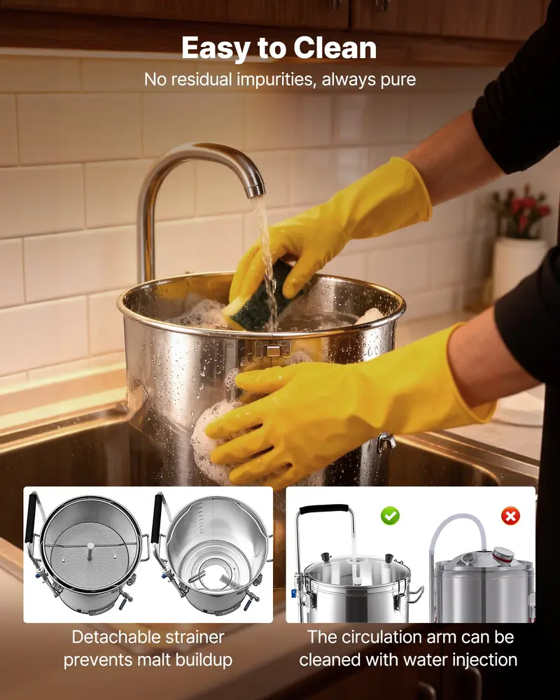 VEVOR Stainless Steel Beer Brewing Equipment for Beginners, 16 Gal/60L 31.75 Lbs / 14.4 Kg Dual Insulation All-in-1 Home Beer Maker, 3000W Digital Control, Anti-Burn Pump, Wort Chiller, Recipe Memory, Timer, Removable Mesh Strainer, 16 Gal / 60 L