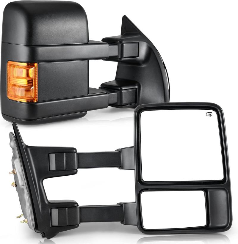 OEDRO Towing Mirrors compatible for 1999-2007 Ford F250 F350 F450 F550 Super Duty Tow Mirror Power Heated with Turn Signal Light 1999 2000 2001 2002 2003 2004 2005 2006 2007