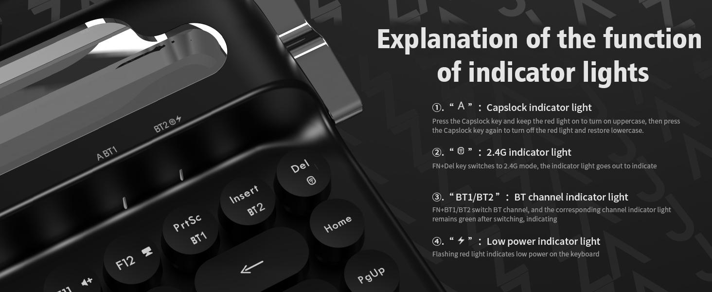 AF84 membrane keyboard wireless dual-mode 2.4G+Bluetooth AJAZZ office keyboard dual color circular keycap retro typewriter keyboard with grooves for placing mobile phones and tablets, high-value girl gift, self provided AAA battery * 2