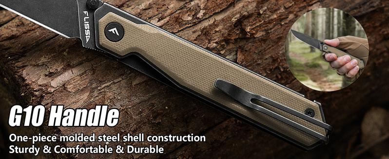 #JumpstartSale FLISSA Pocket Knife, Folding Knife with 3.2" 8Cr13MoV Blade, G10 Handle, Removable Pocket Clip, Lightweight for EDC, Camping, Hiking, Daily Use