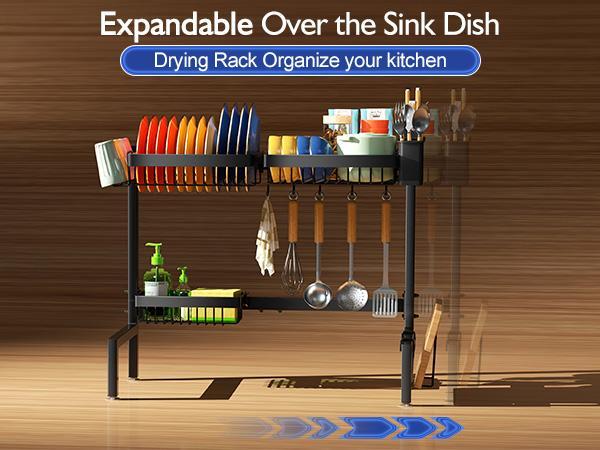 【2 Tiers 3 Baskets】Over The Sink Dish Drying Rack, Kitchen Large Dish Drying Rack Over The Sink, Suitable for Most Sinks, Effective Dish Drying, Kitchen Drying Rack