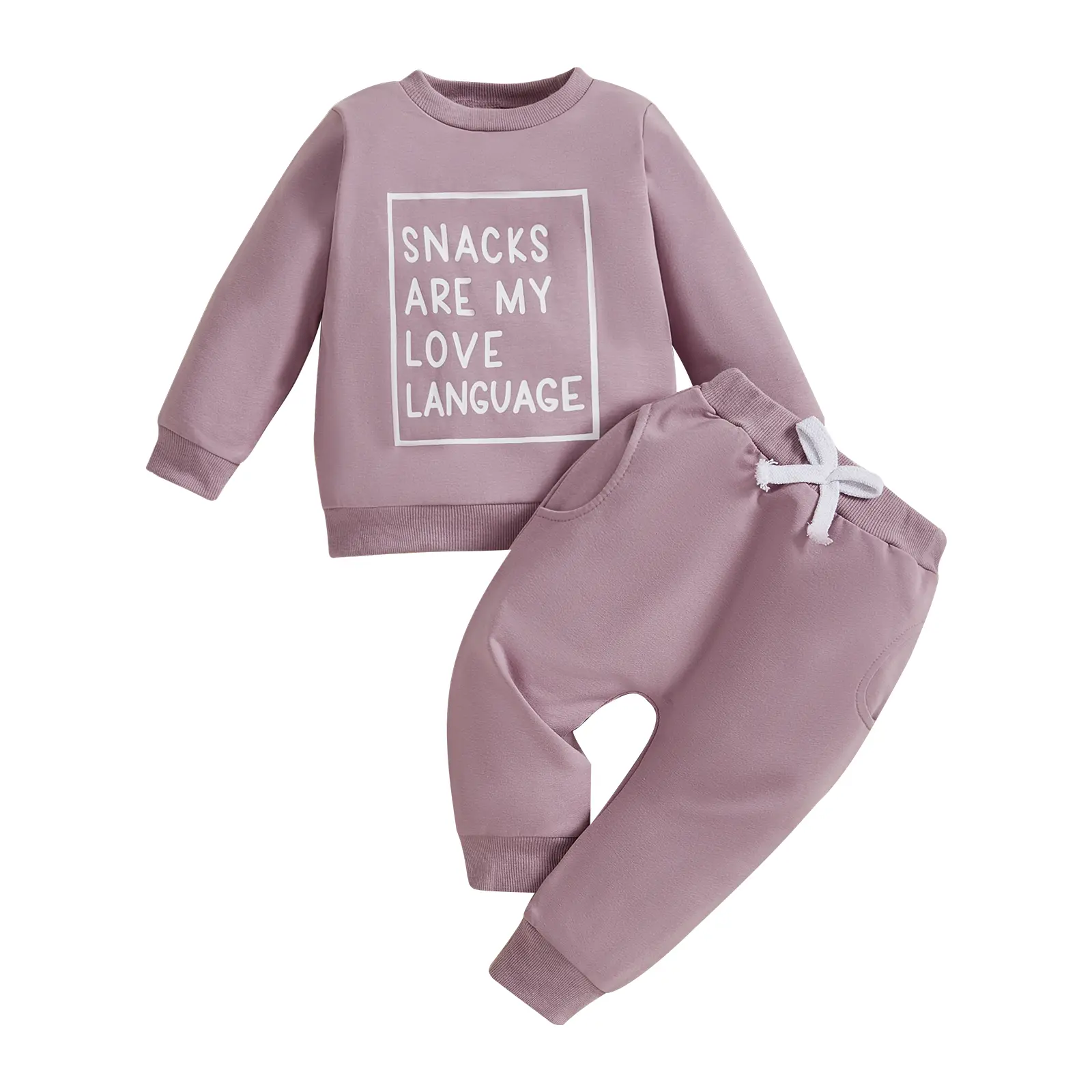 FOCUSNORM Toddler Baby Boys Girls Letter Print Crew Neck Sweatshirt Drawstring Jogger Pants 2Pcs Spring Fall Outfit 3M-3T