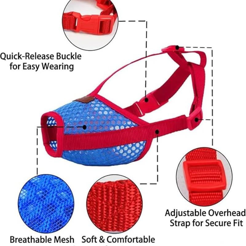 Breathable Mesh Dog Bite Proof Muzzle, Universal Size Pet Mouth Guard, Prevents Barking, Comfortable and Durable, Ideal for Active Dogs