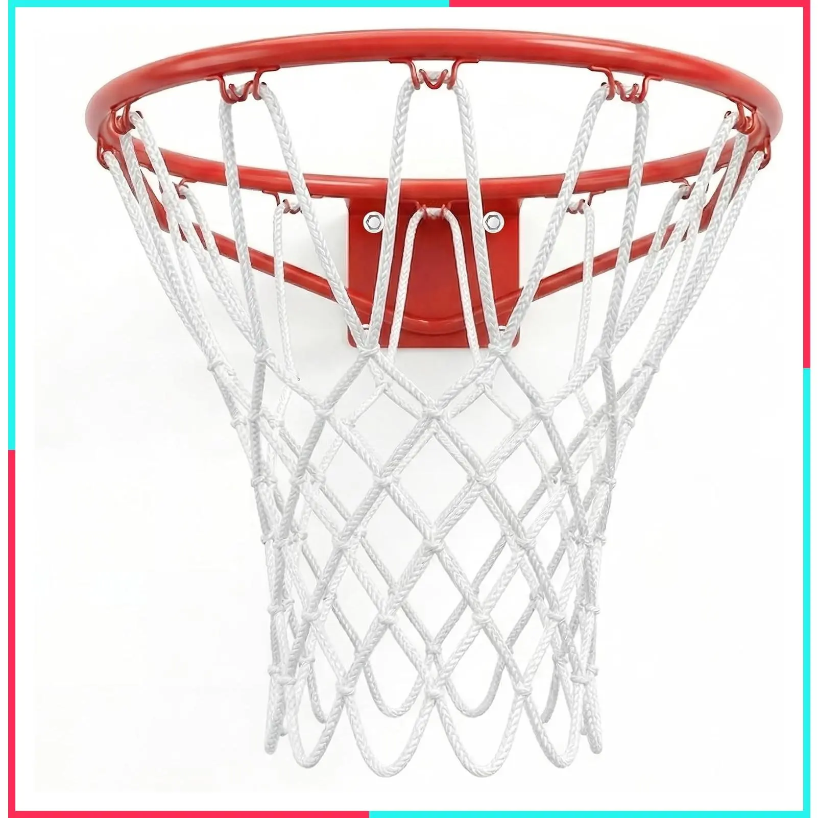 Heavy Duty Basketball Net Replacement, Premium Thick Polyester, 12-Loop Professional Hoop Net, 7.16 oz, All-Weather Anti-Whip, Fits Standard Indoor/Outdoor Rims, Single Pack, White
