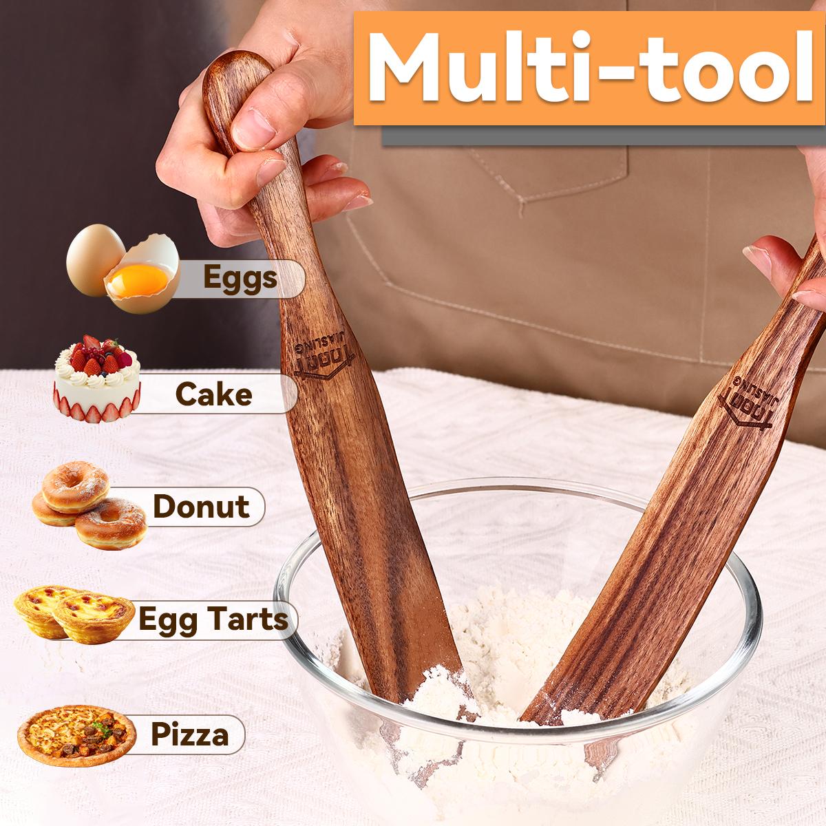 Handmade Skinny Spurtle - Slim Non-Stick Spatula with Ergonomic Grip, Natural Wood Kitchen Utensil for Baking, Mixing, Reaching Deep Jars - Ideal for Sourdough, Dough, Jam, Pickle - Perfect Gift for Bakers & Home Cooks, Baking Accessory,