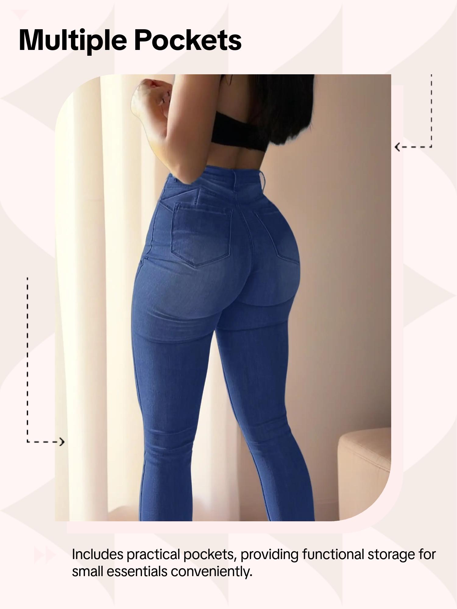 GILIPUR Y2K Women's solid color button-down High Waist skinny jeans Elastic Comfortable Washed Denim Jeans, Trendy Fashion Multi-Color New Arrival Long Trousers T-Chic