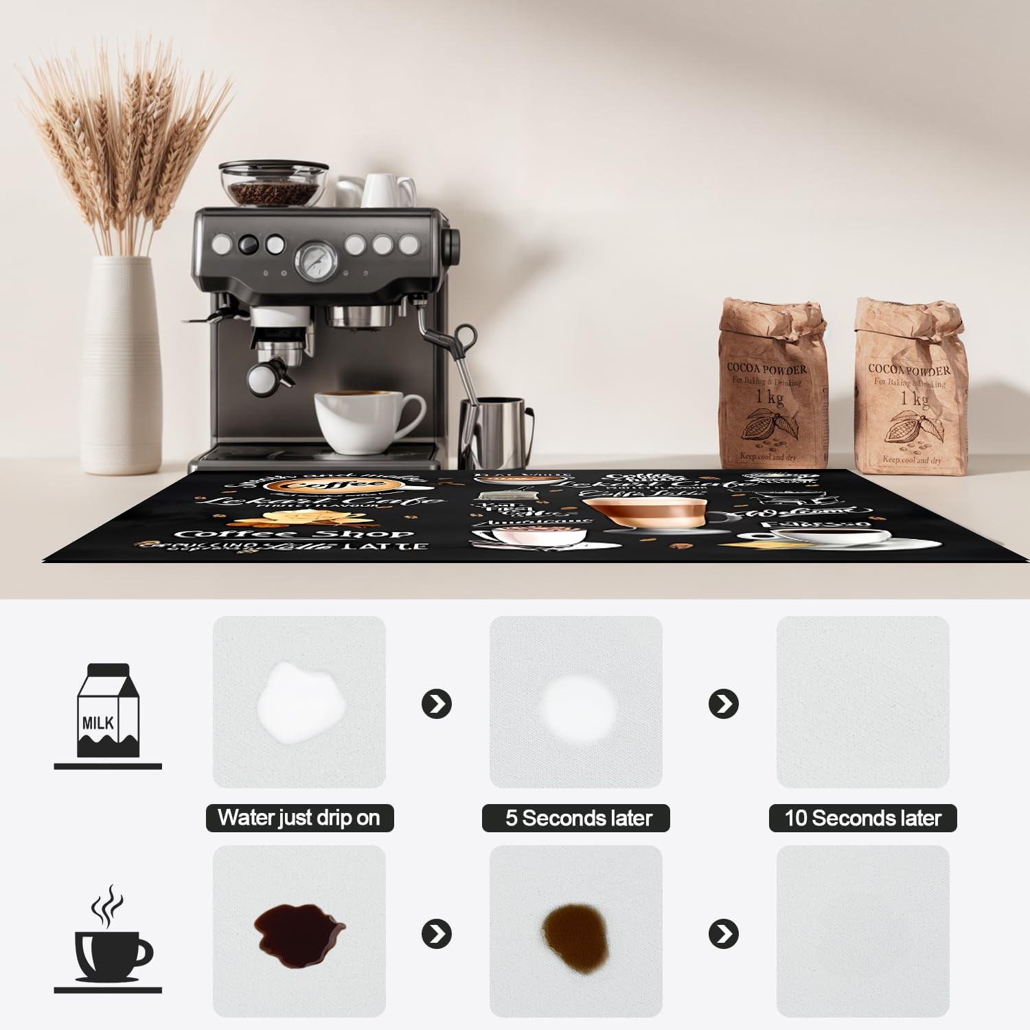 1Pc Marble Textured Coffee Machine Mat, Tableware Drain Mat, Anti Slip Washable Diatomaceous Earth Drying Mat, Perfect For Water Bar Decoration, Suitable For Countertops And Kitchens, Absorbent And Drainage Mat