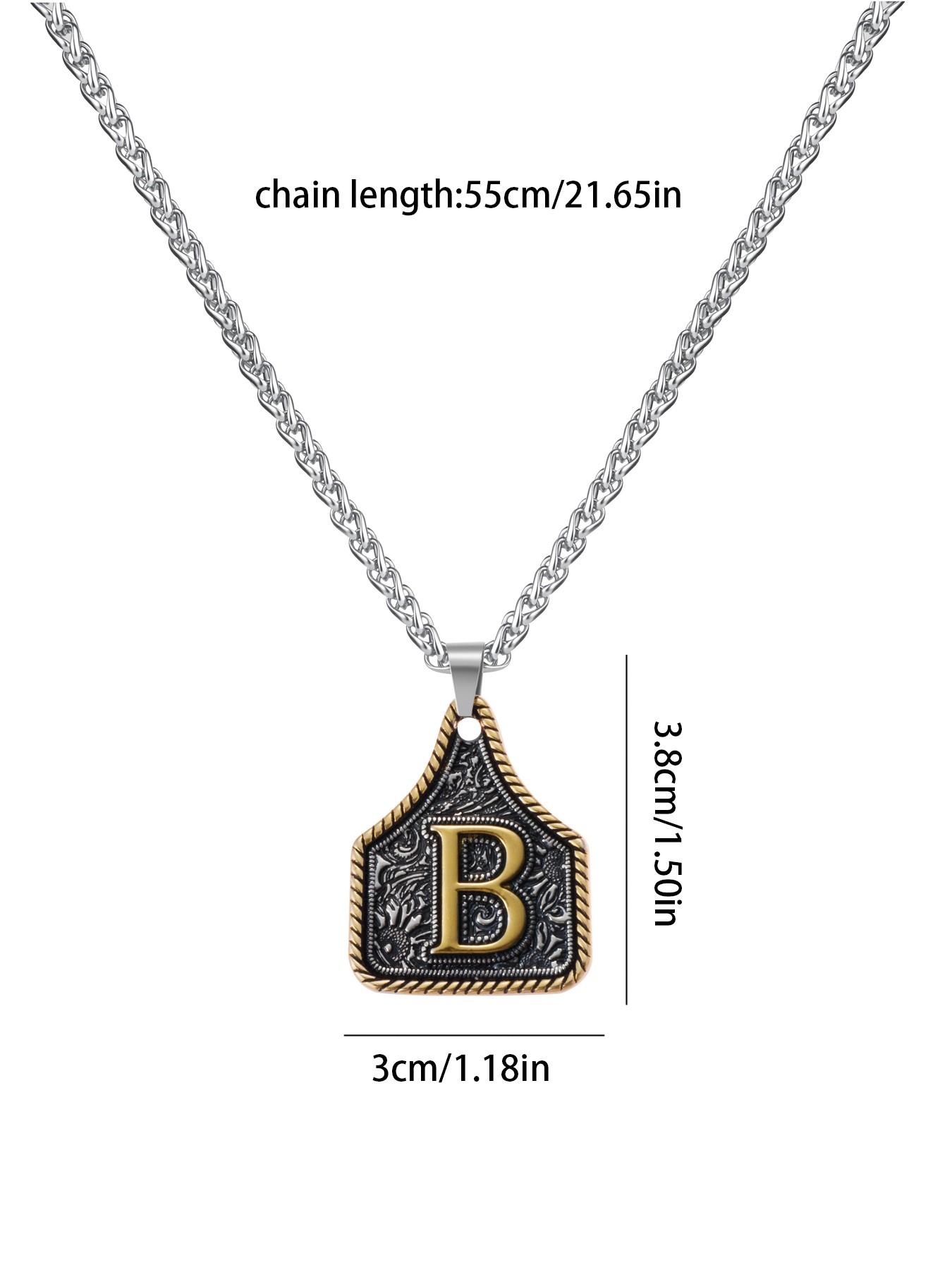 Initial Vintage Western Cowboy Letter Keychain,Handmade Metal A-Z Initial Necklace for Women and Men, Letters Necklace