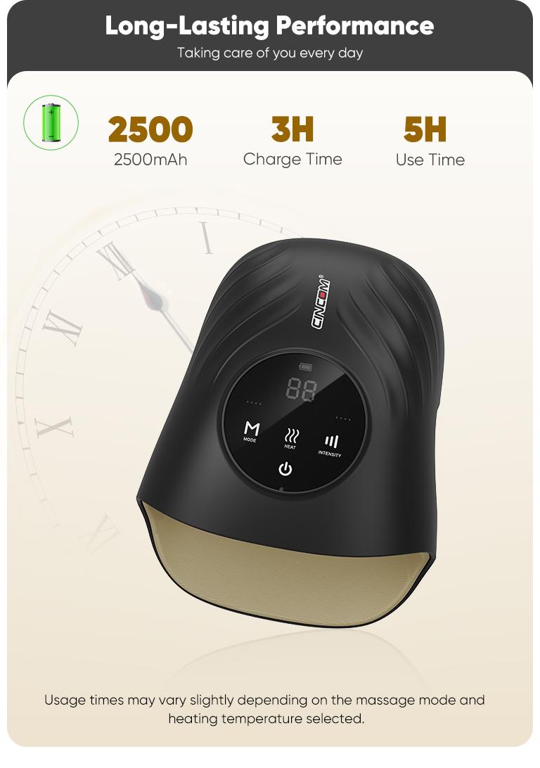 [Pro Model] CINCOM Hand Massager Pro for Enhanced Comfort and Relief, 4 Modes 4 Intensity 6 Heat Levels, Portable and Cordless, Advanced Airwave Technology and Sleek Design, Touchscreen Display, Perfect Gifts for Family, Friends, Enjoy it Anytime Anywhere