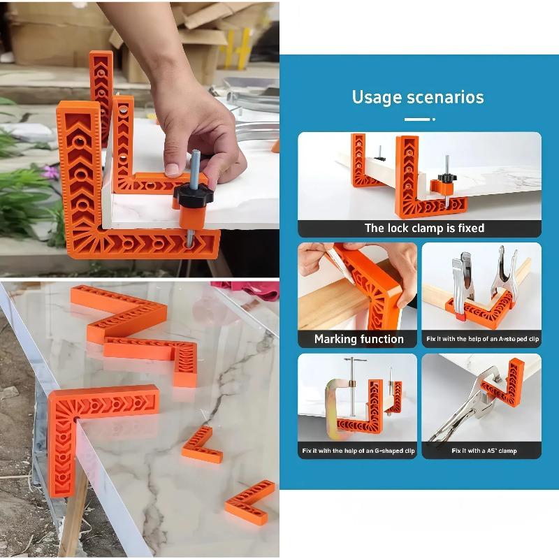 7-piece set of 90-degree precision right-angle jigs, carpenters holding fixing jig tools, jig support molds, and clip buckles are suitable for precise carpenter's corner operation of photo frames/boxes/cabinets/drawers, Clamp With Thread