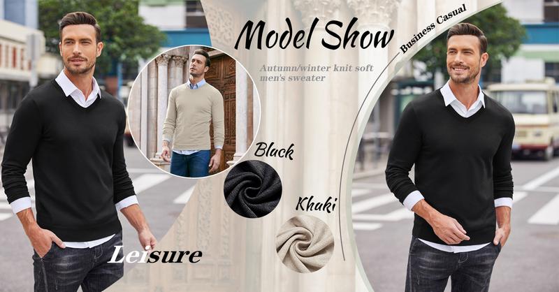 COOFANDY men's casual V-neck sweater ribbed knit slim fit long sleeved pullover, Roman knit men's top, a choice for autumn and winter. (Excluding lining) Knitwear Menswear