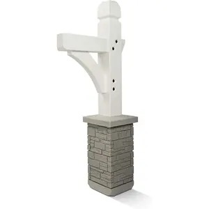 Premium Classic White Mailbox Post Set with Cross-Arm
