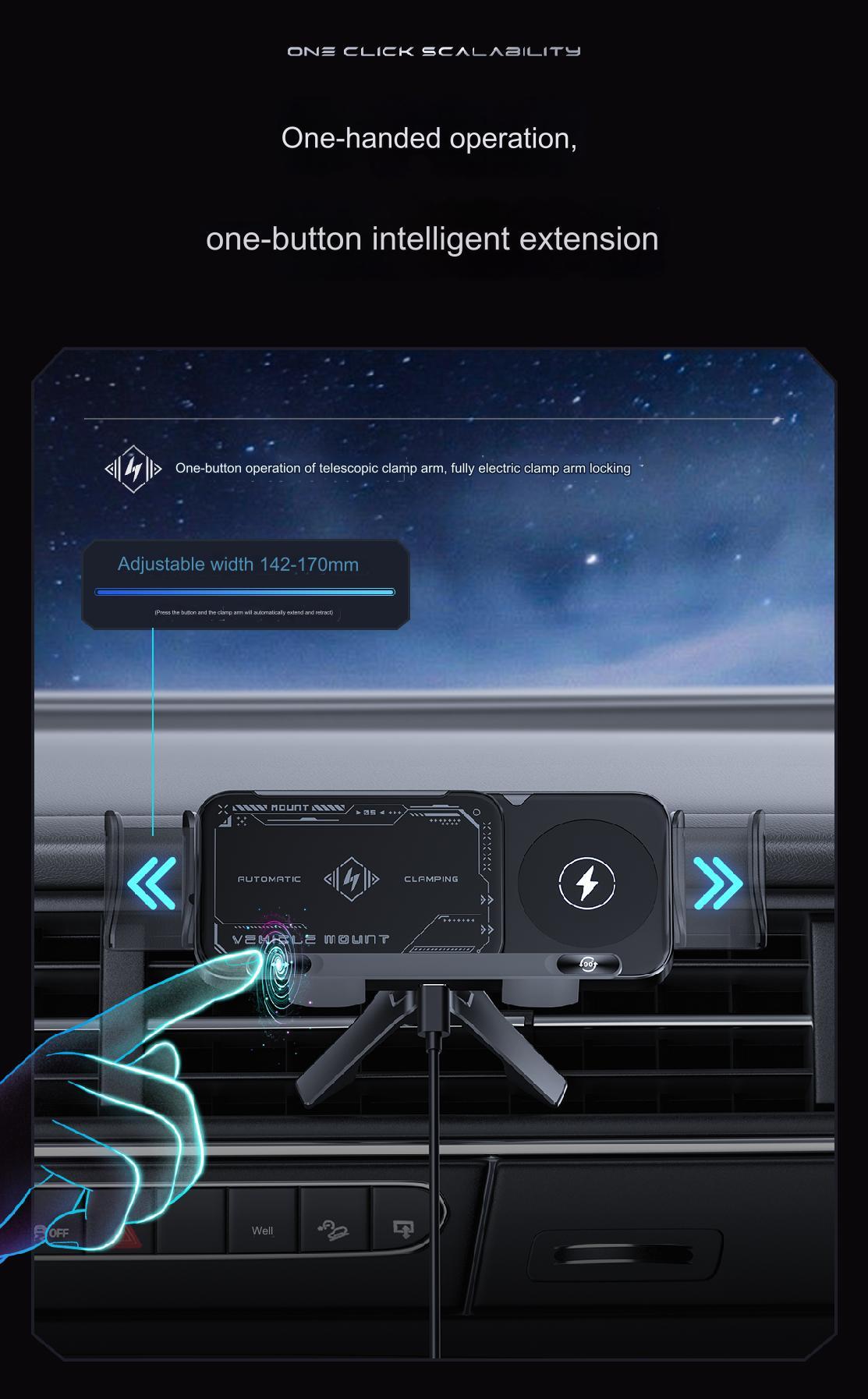 Wireless Car Charger, Auto Clamp Car Charger, Phone Charging Phone Holder Car Gadgets for Smartphone Mount, Car Accessory Items, Multifunctional Charger, suitable for 6-7.2-inch mobile phones,Under 18cm Tablets,Valentine's Day great gift