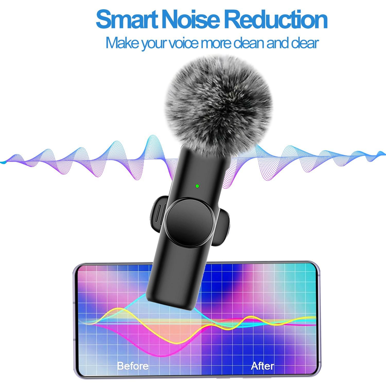 Wireless Mini Microphone for iPhone and Typec Interface, Bluetooth-compatible Lavalier Lapel Mic for Video Recording and Podcast, Plug and Play 2.4g Ultra-Low Delay for Interviews and Vlogs