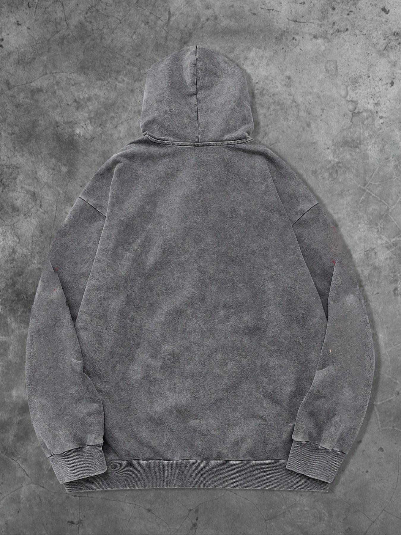 Same design for men and women, Dark-themed angel/gothic lace pattern print, retro American-style wash water cotton zipper hooded cardigan sweatshirt, suitable for spring and autumn, warm with cotton, and is perfect for street gothic fashio, Fashion