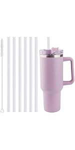 12 Inch Tritan Replacement Straws for Stanley 40oz Tumbler - 6 Pack Reusable Long Straw with Cleaning Brush, Fits 30oz & 40oz Stanley Cup Accessories, BPA-Free (6 Colors)