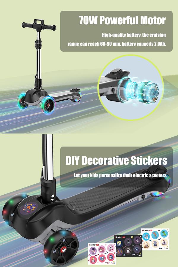 Electric Scooter for Kids Ages 3-12 with Bluetooth Music Speaker, LED Light 3 Wheels, Thumb Accelerator, 3 Adjustable Height Toddler Motorized Scooters, Balance Training Scooter for Toddlers, Foldable Electric Scooter for Boys/Girls Electric Scooter for Kids Ages 3-12 with Bluetooth Music Speaker, LED Light 3 Wheels, Thumb Accelerator, 3 Adjustable Height Toddler Motorized Scooters, Balance Training Scooter for Toddlers, Foldable Electric Scooter for Boys/Girls