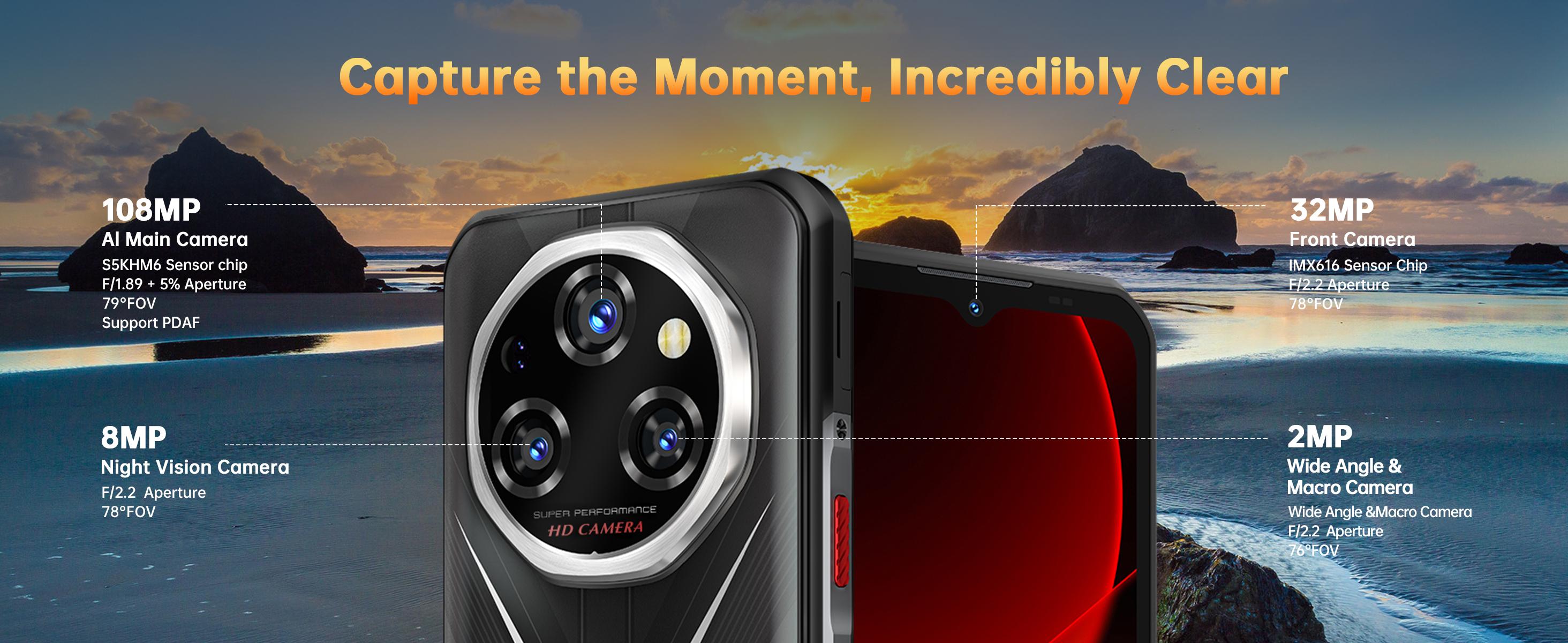 OUKITEL WP55 Pro 5G Rugged Smartphone Unlocked - 48GB+512GB/2TB Android 15 Rugged Cellphones, 6.6''FHD+Display 108MP Rear Camera 11000mAh(33w) Battery Waterproof Phone, IP68/IP69K/NFC/GPS/T-Mobile