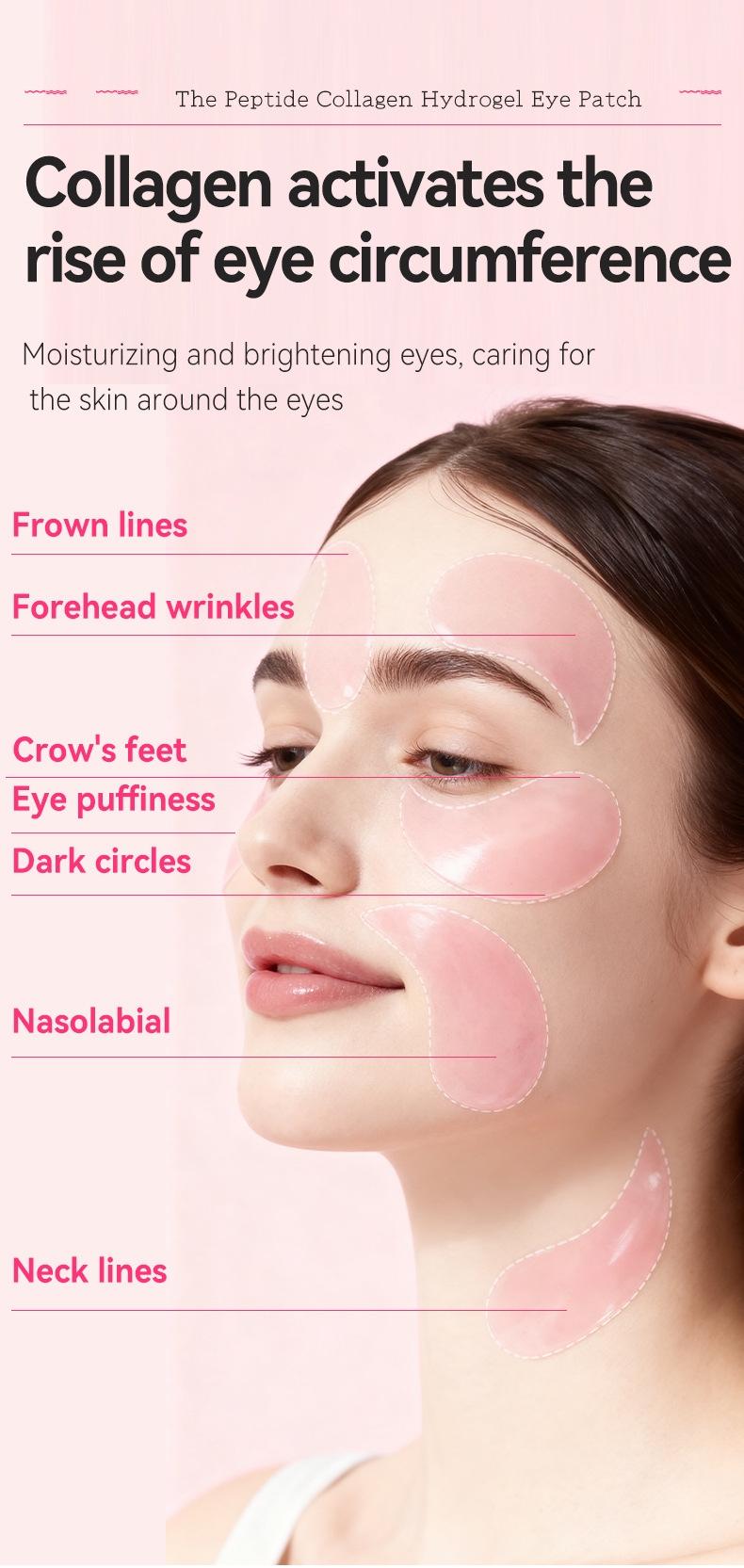 Collagen Peptide Eye Patches for Wrinkles & Fine Line,The Peptide Collagen Hydrogel Eye Patch 60 Patches Reduce Puffiness Hydrate Under- for Puffy Eyes, Dark Circles  Eye Patches -Hydrogel Eye Patches(60pcs)