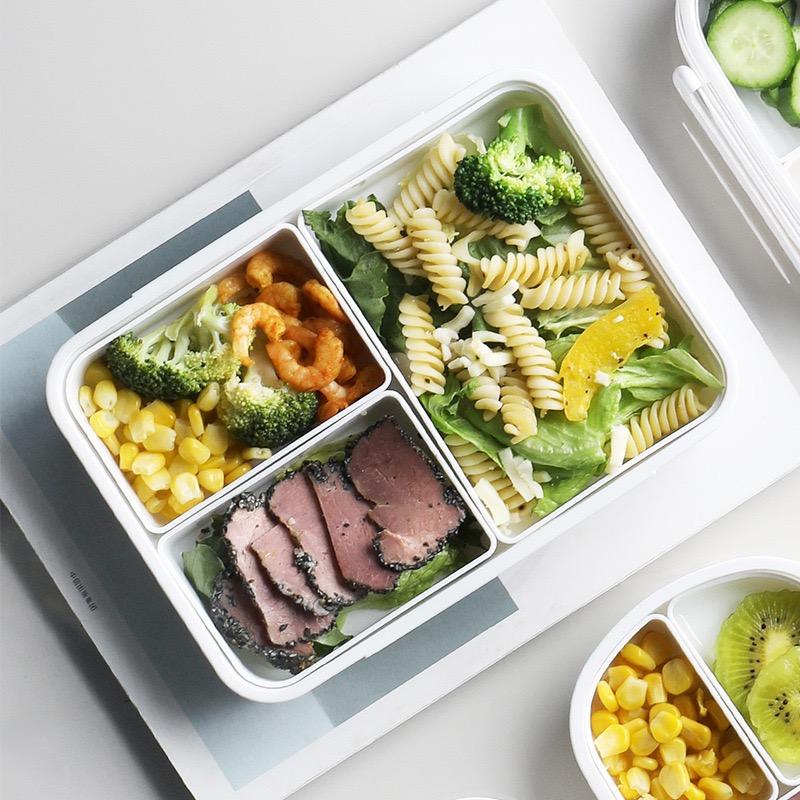 Microwave Safe Lunch Box with Containers for Kids 3 Compartments Portable Bento Box Leakproof Lunch Container for School Office Snack Storage Food Storage Container Storage Lunch Boxes