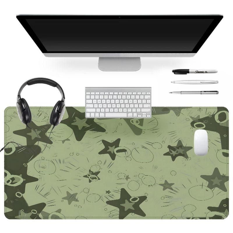 Extra Large Green Star Pattern Mouse Pad Stylish Gaming Mouse Pad 35x16 Inch Computer Keyboard Mousepad Suitable for Families, Offices and Schools. Perfect Gift for Family Members and Friends