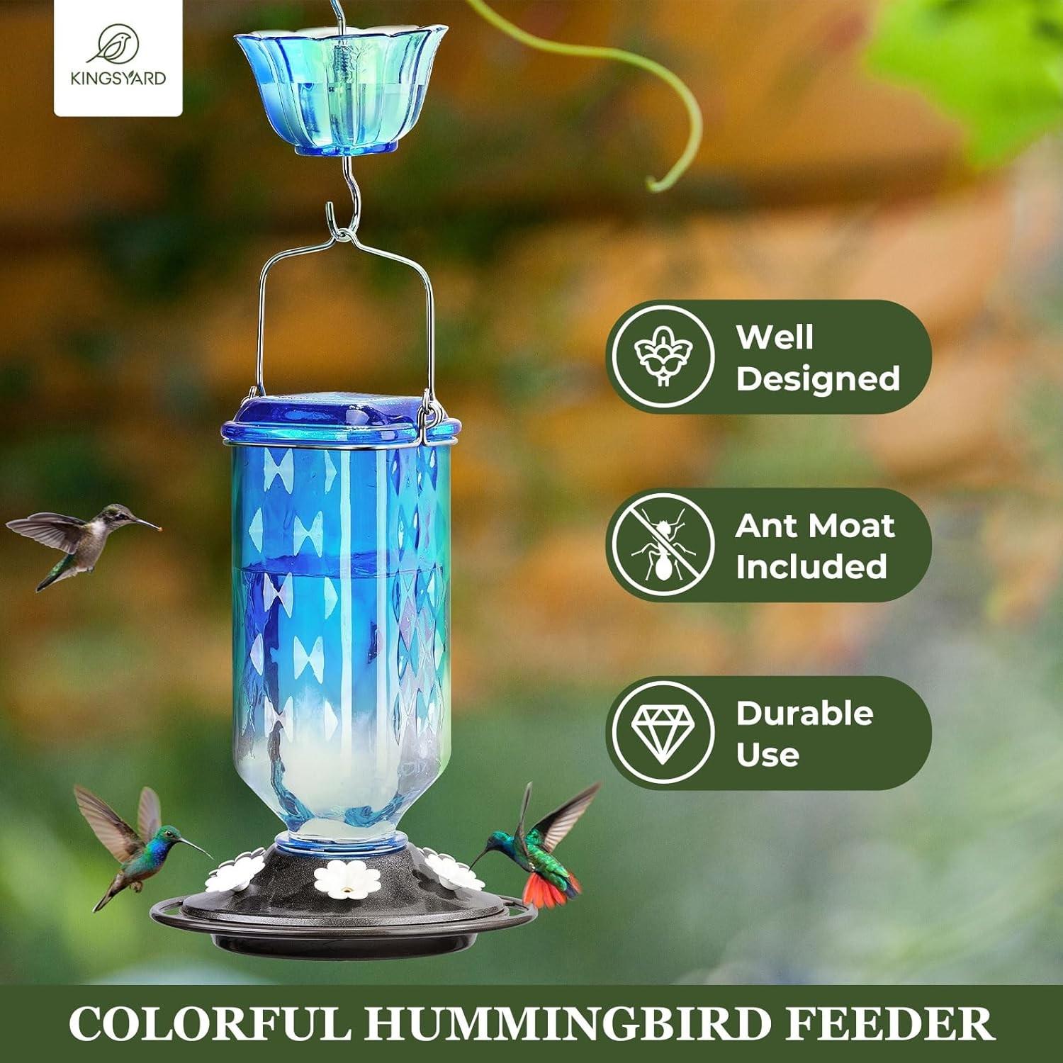 Outdoor Hanging Hummingbird Feeder, 26oz Leak-Proof Nectar Feeder, 6 Feeding Ports, Ant Barrier, Garden Decor, Best Holiday Gift