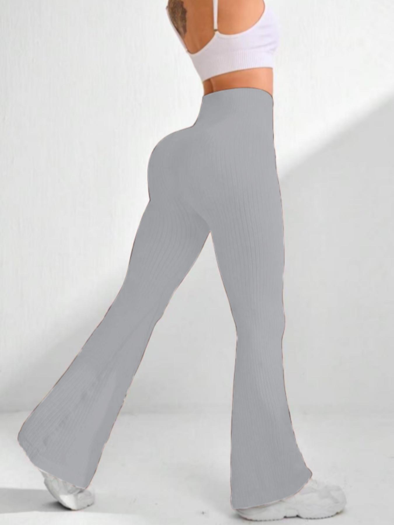 Women's High Waist Yoga Leggings, Seamless Butt Lifting Sports Pants, Vertical Stripe Flare Pants, Gym Workout Leggings, Ideal for Hiking and Outdoor Activities