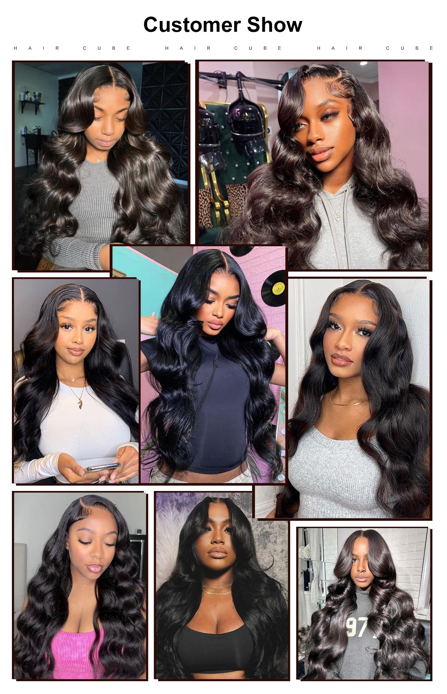 QUANDIAN Pre Cut Lace Ready Go Glueless Wig 7x5 Lace Front Wigs Human Hair Body Wave Wig 200% Density Glueless Wigs Begibber Friendly Springtok