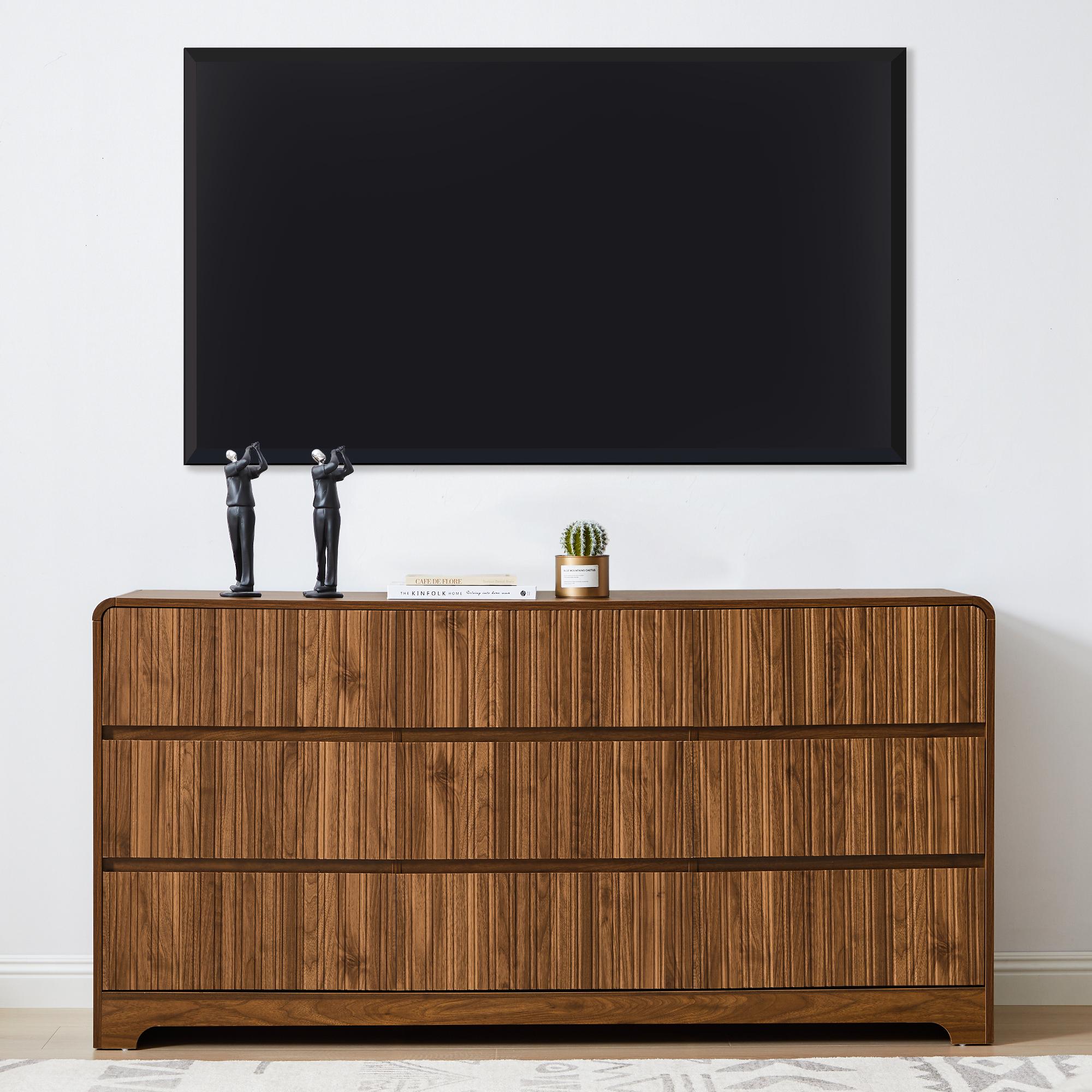 Giratree Modern Fluted 9-Drawer Dresser, 63" Wide Wood Storage Chest with Curved Design, Large Bedroom & Living Room TV Stand Giratree Modern Fluted 9-Drawer Dresser, 63" Wide Wood Storage Chest with Curved Design, Large Bedroom & Living Room TV Stand